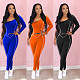 Casual Solid-color Slanted One-shoulder Sport Jumpsuit MAE-2052