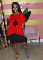 Summer Spades Q-print Contrasting Colours Bubble Dress AIL-111