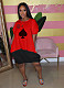 Summer Spades Q-print Contrasting Colours Bubble Dress AIL-111