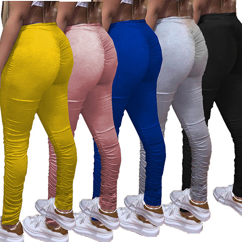 Hot Style High-waisted Buttocks Pleated Sport Pants NM-8306