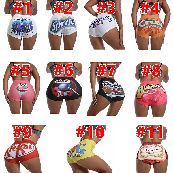 Sexy Graphic Print Tight Buttock Lift Yoga Shorts SHD-9314