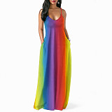 Rainbow Tie-Dye Bohemian Floor-Length Dress JLY-008