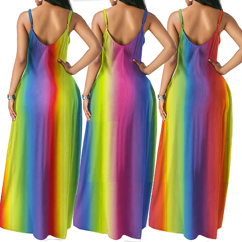 Rainbow Tie-Dye Bohemian Floor-Length Dress JLY-008
