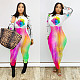 Flower Positioning Printed Long Sleeve Sport Slim Jumpsuit NIK-151
