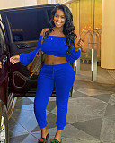 Autumn Solid Color Long Sleeve Belly Button Sport 2 Pieces AIL-112