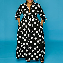 Hot Sales Long-sleeved Polka Dot Shirt Dresses TB-5172
