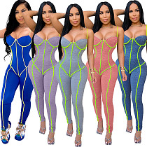 Sexy Splice Tight-Fitting Sports Sling Jumpsuit OSM-4210