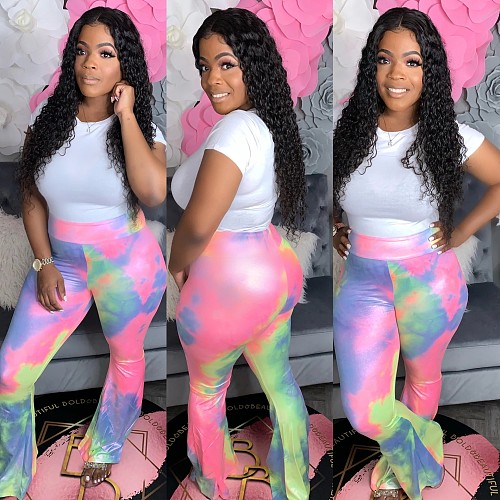Fashion Tie-Dye Medium Waist Tight Bell Bottoms LP-6235