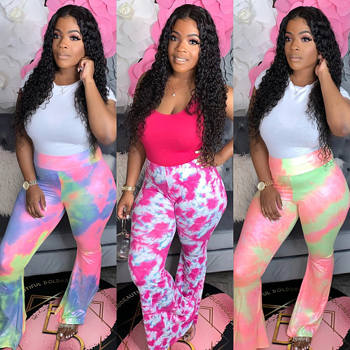 Fashion Tie-Dye Medium Waist Tight Bell Bottoms LP-6235