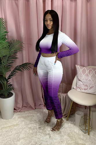 New Gradual Change Drape Long Sleeve Sport Two piece Set LA-3210