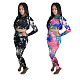 Tie-dye Bare-waisted T-shirts Sweatpants Two-piece Set ABL-4026