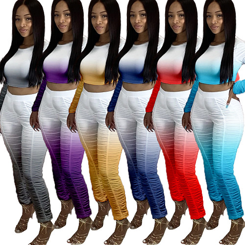 New Gradual Change Drape Long Sleeve Sport Two piece Set LA-3210