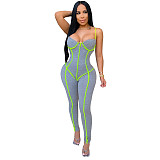 Sexy Splice Tight-Fitting Sports Sling Jumpsuit OSM-4210