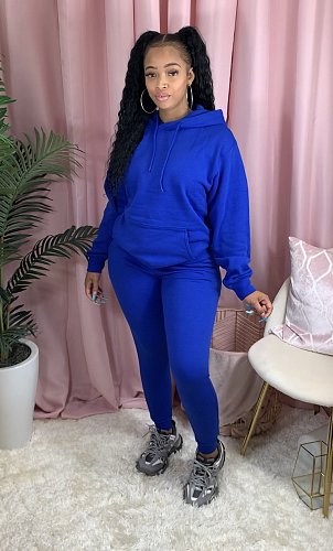 Autumn Solid Color Hoodie Sweatpants Two-piece Set AIL-116