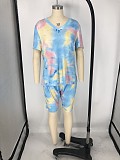 Fashion Plus-Size Tie-Dye Short Sleeve Shorts Two-piece Set XMY-9250