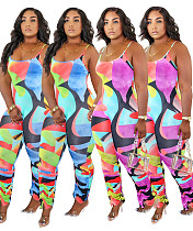 Women's Colorful Printed Drapery Leotard Bodysuit WSM-5183