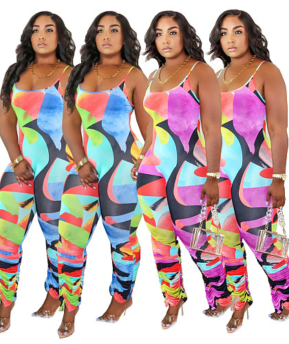 Women's Colorful Printed Drapery Leotard Bodysuit WSM-5183