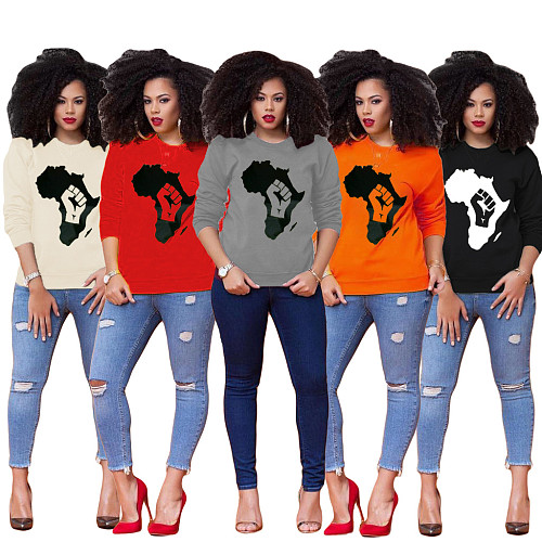 Trend Print Round Neck Long Sleeve T-shirt ML-7353