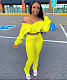 Solid Color Long-sleeved Elasticized Top Pleated Trousers Suit LSD-8768