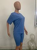 Hot Seller Solid Color Short Sleeve Shorts Two-piece Set LSD-8729