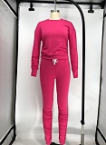 Autumn Solid Color Round Neck Long Sleeves Two-piece Set XMY-9255