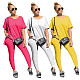 Solid-Color Split T-shirt Casual Pants Two-piece Set ML-7359