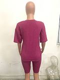Hot Seller Solid Color Short Sleeve Shorts Two-piece Set LSD-8729