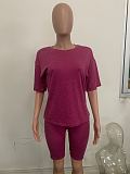Hot Seller Solid Color Short Sleeve Shorts Two-piece Set LSD-8729