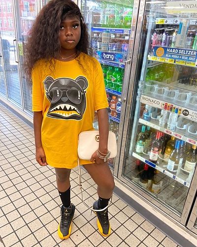 Cartoon Print Round Neck Short Sleeves T-shirt Skirt LSL-6366
