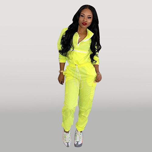 Zipper Splice Loose T-shirt Casual Pencil Pants Two-piece Set OD-8238