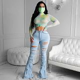Hot Style Ripped Tassels Bell-Bottom Trousers LSD-8689
