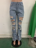 Hot Style Ripped Tassels Bell-Bottom Trousers LSD-8689