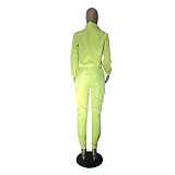 Zipper Splice Loose T-shirt Casual Pencil Pants Two-piece Set OD-8238