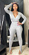 Casual V-neck Long Sleeve Elasticity Pleated Jumpsuit DM-8140