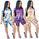 Tie-dye Positioning Printing Round Neck Short Sleeve Two-piece Set LX-2078
