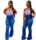 Women Butterfly Embroidery High Stretch Flared Jeans LA-3131