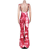 Versatile Tie-dye Mid-waist Belted Bell-bottom Trousers ASL-6295