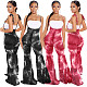 Versatile Tie-dye Mid-waist Belted Bell-bottom Trousers ASL-6295