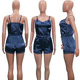 Summer Hollow Out Sexy Slim Lace Vest And Shorts 2-piece Set SH-3774
