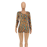 Amazon Leopard Print Long-sleeved Plus-size Onesies OSS-20755
