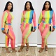 Fashion Rainbow Print Long Sleeve Pencil Pants Two-piece Set BER-8001