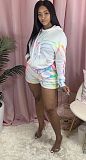 Women's Printed Hoodie Shorts Home Wear Two-piece Set MK-3016