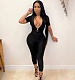 Women's Short-sleeved Zipper Half-neck Jumpsuit BLN-2129