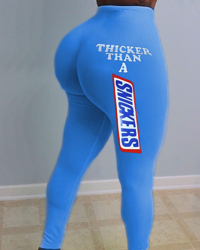 Sexy Women's Tight Letter-print Mid-waist Yoga Pants SHD-9321
