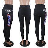 Sexy Women's Tight Letter-print Mid-waist Yoga Pants SHD-9321