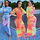 Autumn Gradient Long Sleeve Front Zipper Dress BGN-102