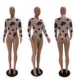 Women's Pattern-printed Gauze Perspective Onesie GLS-8001