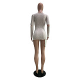 See-Through Hole Irregular Long Sleeve Mini Dress GLS-8018