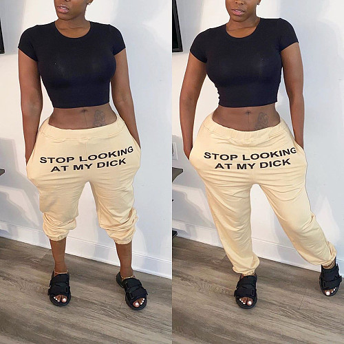 Personality Letter-Offset Casual Pencil Pants BN-9249