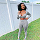 Pure color Stitching Cropped T-shirt Sweatpants Two-piece Set GLS-8008
